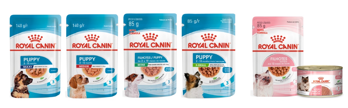 alimentos &uacute;midos para filhotes da Royal Canin
