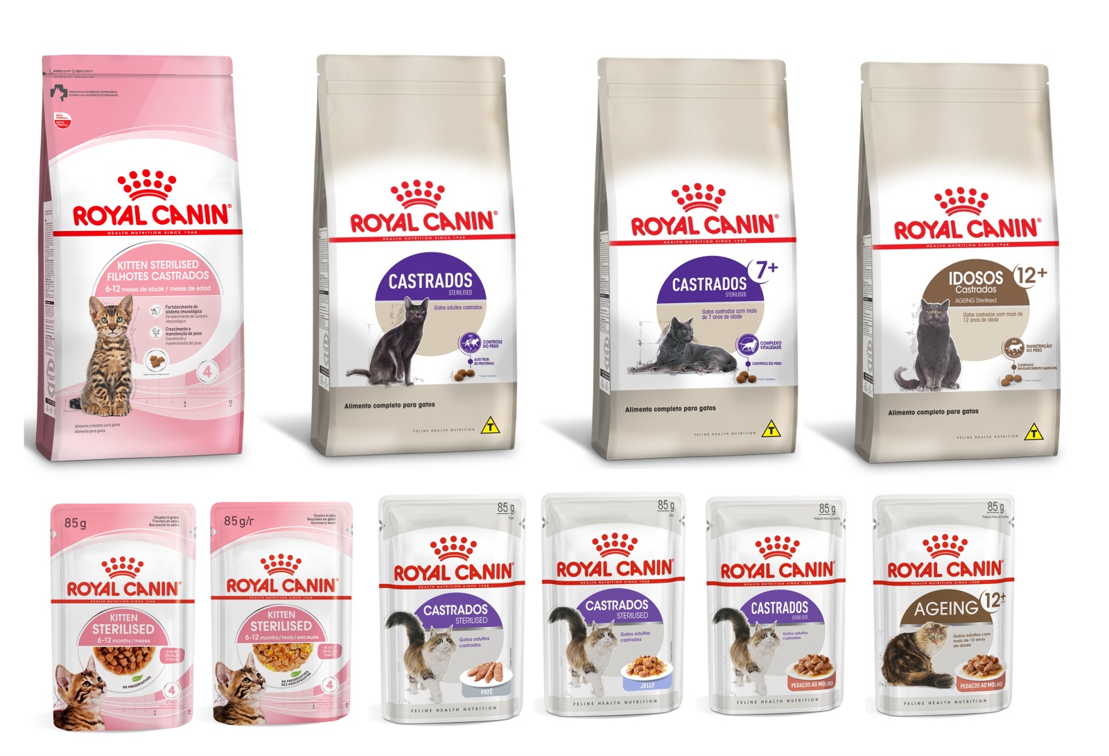 Linha completa de alimentos para gatos castrados